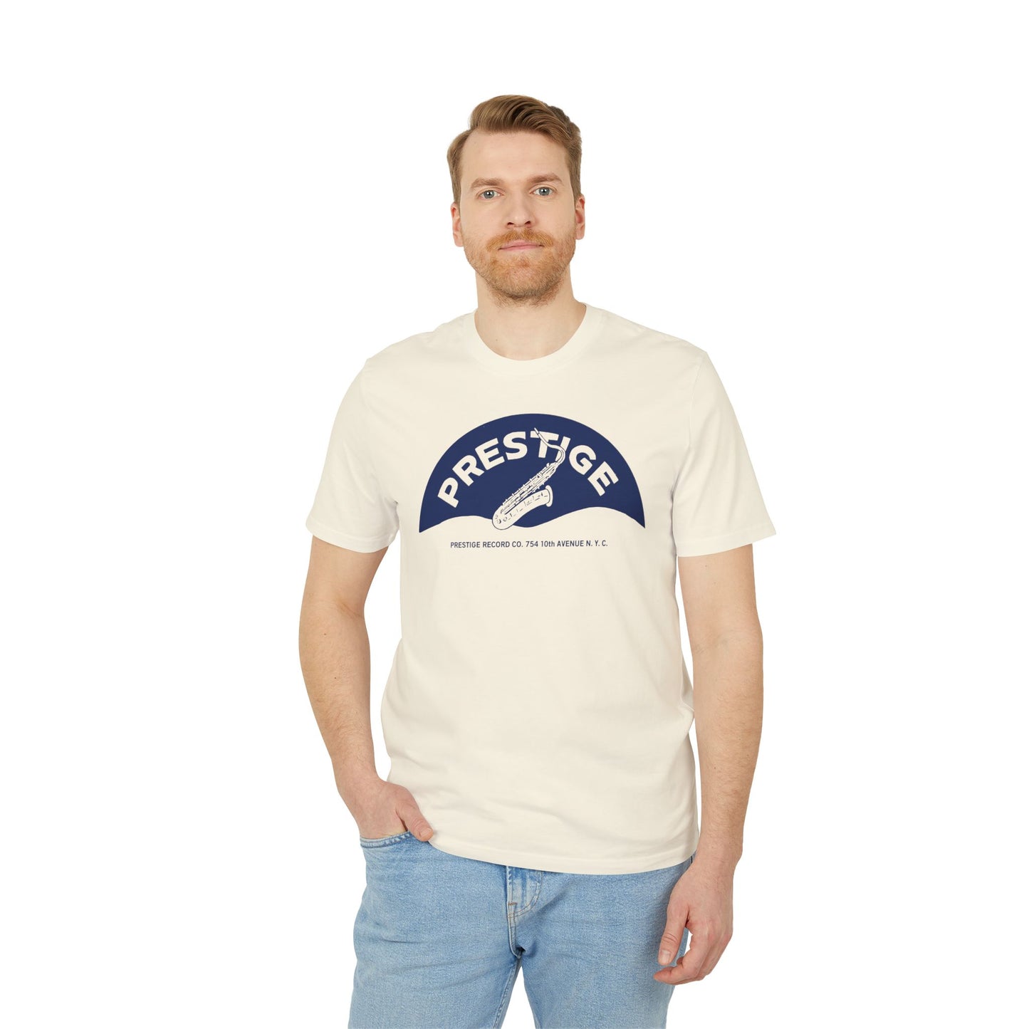 Prestige Records T Shirt (Premium Organic) | (ref: UK)  Saxophone Design