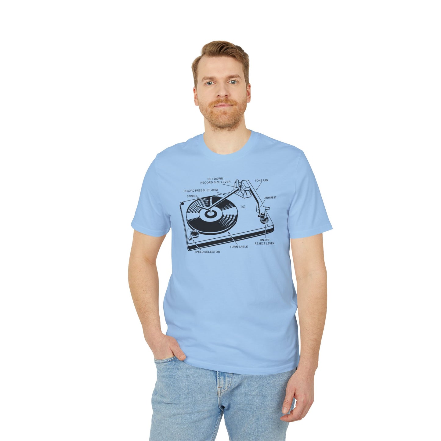 Vinyl Record Player Turntable T Shirt (Premium Organic) | (ref: UK)