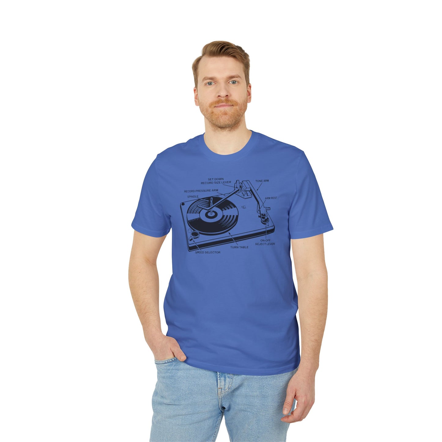 Vinyl Record Player Turntable T Shirt (Premium Organic) | (ref: UK)