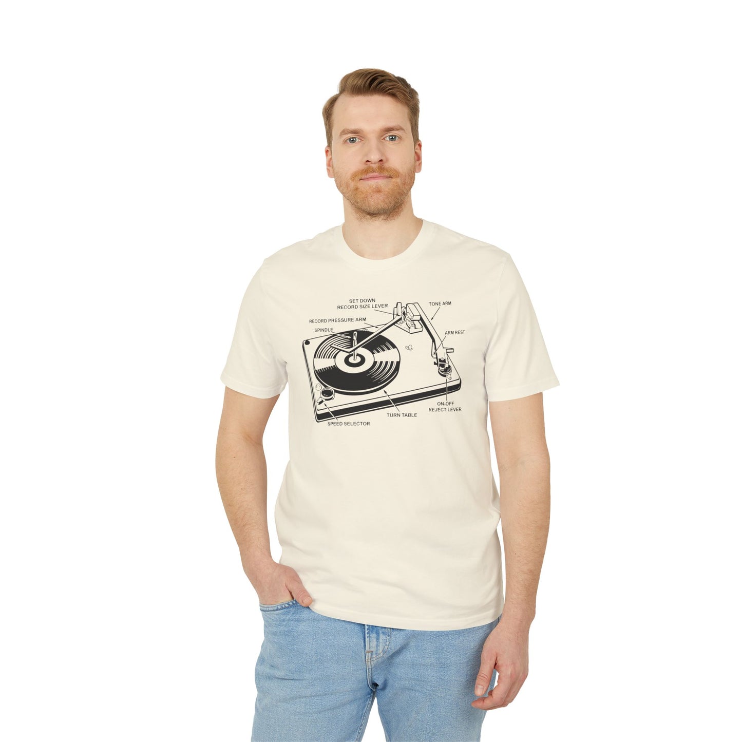 Vinyl Record Player Turntable T Shirt (Premium Organic) | (ref: UK)