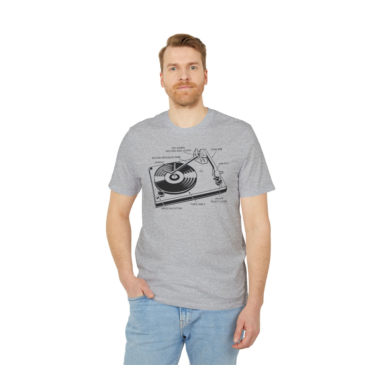 Vinyl Record Player Turntable T Shirt (Premium Organic) | (ref: UK)