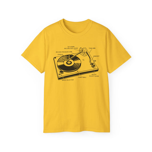 How A Record Player Vinyl Turntable Works T Shirt Heavyweight | (ref: UK)