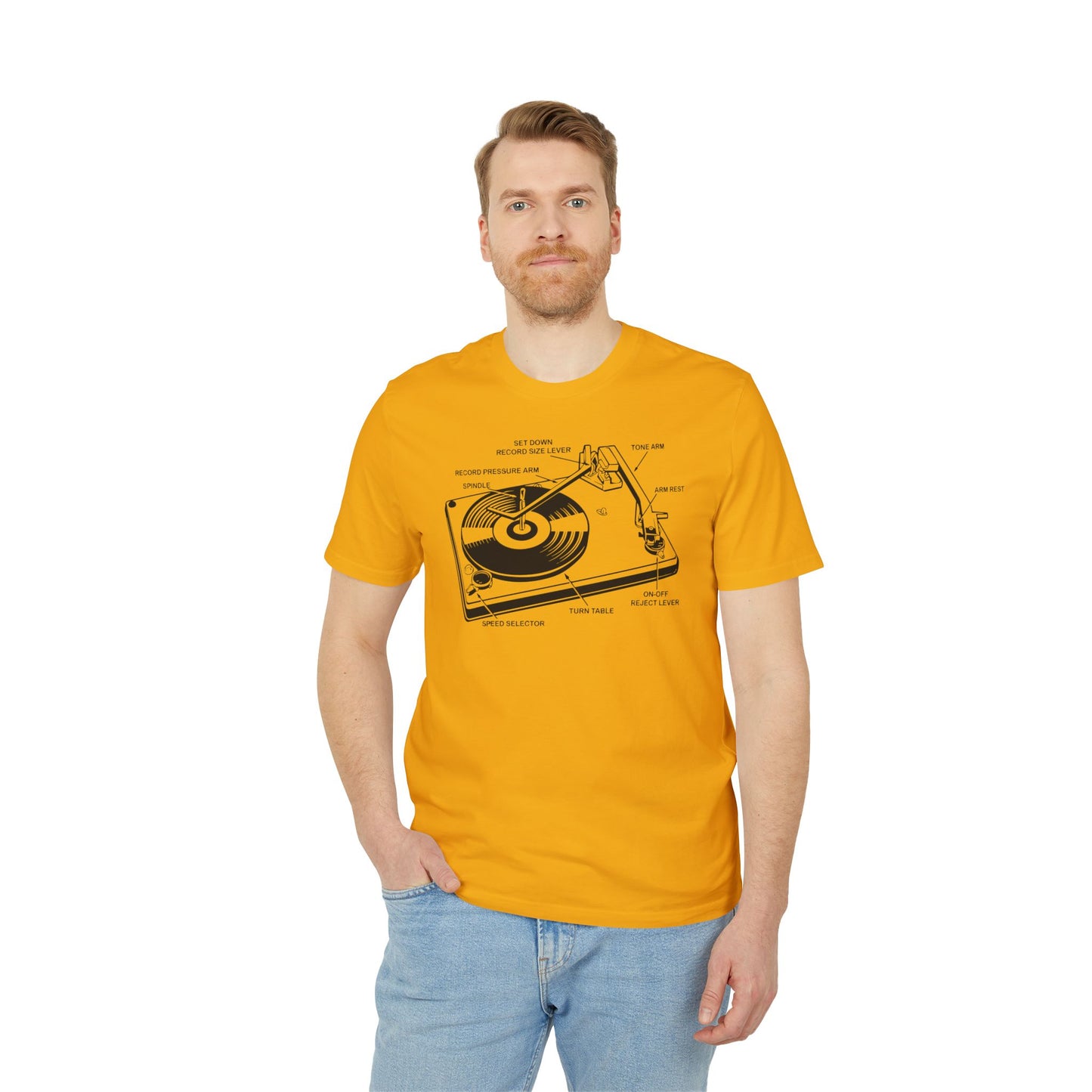 Vinyl Record Player Turntable T Shirt (Premium Organic) | (ref: UK)